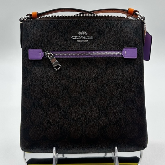 Coach Mini Rowan File Bag In Colorblock Signature Canvas Crossbody Bag - Picture 1 of 12